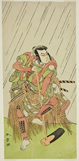 The Actor Onoe Matsusuke I as Nakaomi Katsumi Disguised as the Farmer Datta no Nizo, in... c. 1773. Creator: Shunsho