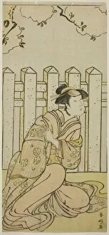 Onoe Gallery: The Actor Osagawa Tsuneyo II as Onoe in the Play Haru no Nishiki Date-zome Soga... c. 1790