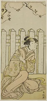The Actor Osagawa Tsuneyo II as Onoe in the Play Haru no Nishiki Date-zome Soga... c. 1790. Creator: Katsukawa Shunko
