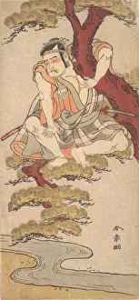 The Actor Otani Hiroemon III Watching from the Branches of a Pine Tree... ca. 1775. Creators: Shunsho, Otani Hiroemon