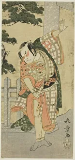 Hiroji Otani Prints: The Actor Otani Hiroji III in a Stage Pose (Mie) before a Shrine Gateway