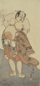 Actor Sakata Hongoro II as a Wrestler in a Play, ca. 1770. Creator: Ippitsusai Buncho