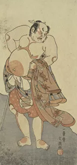 Polychrome Collection: Actor Sakata Hongoro II as a Wrestler in a Play, ca. 1770. Creator: Ippitsusai Buncho