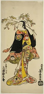 The Actor Sanjo Kantaro II as a madwoman in the play Kabuto Goban Tadanobu, performed... c. 1728. Creator: Torii Kiyomasu. The Actor Sanjo Kantaro II as a madwoman in the play Kabuto Goban Tadanobu, performed... c. 1728