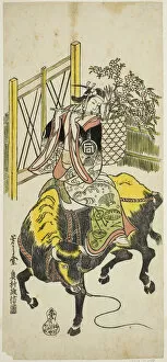 Oxen Collection: The Actor Sanogawa Ichimatsu I as Kumenosuke in the play 'Nanohana Akebono Soga, '... 1741