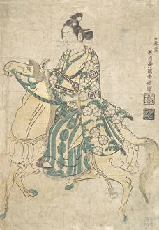 Actor Sanokawa Ichimatsu as Young Samurai riding on Horse-back. Creator: Ishikawa Toyonobu