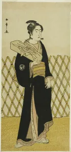The Actor Sawamura Sojuro III as the Hairdresser Jirokichi in the Play Shida Choja... c. 1781. Creator: Shunsho