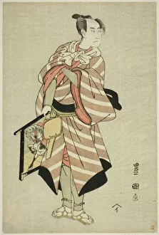 The actor Sawamura Sojuro III as the packhorse-man Muchizo in the play 'Miyamairi Musub... c. 1797