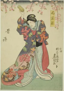 Pantomime Dame Prints: The actor Sawamura Sojuro V as Tsubone Iwafuji, 1847. Creator: Utagawa Kunisada