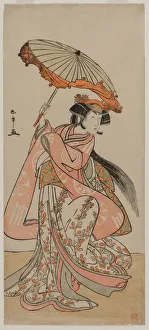Katsukawa Shunsho Japanese Prints: The Actor Segawa Kikunojo II Dancing with a Parasol