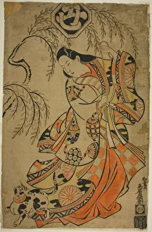 The Actor Uemura Kichisaburo as the Third Princess in the play Wakoku Gosuiden, ... 1700. Creator: Torii Kiyonobu I
