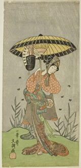 Rain Collection: The Actor Yamashita Kinsaku II as Nijo no Kisaki (?) in the Play Natsu Matsuri Naniwa c. 1770