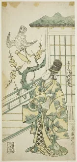 Torii School Gallery: The Actor Yoshizawa Ayame II as Hotoke Gozen in the play 'Onna Monji Heike Monogatari, 'pe... 1748