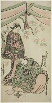 The Actors Arashi Koroku I as Makomo no Mae and Ichikawa Uzaemon VIII as Taira no Koremoch... 1747