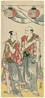 Celebrating Collection: The Actors Arashi Ryuzo II and Ichikawa Komazo III, from a pentaptych of eleven actors cel... 1788