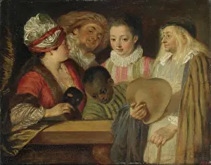 Mask Prints: Actors of the Comedie-Francaise, 1710. Creator: Jean-Antoine Watteau