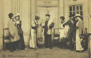 Prisoners Of War Prints: Actors, some in drag, performing at a prisoner of war camp in Belgium