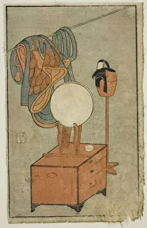 Ippitsusai Bunchō Prints: Actors dressing table, from A Picture Book of Stage Fans (Ehon butai ogi)