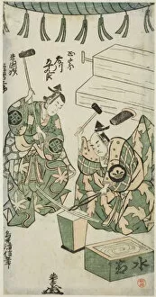 Kiyonobu Torii Gallery: The Actors Fujikawa Heikuro as Masamune and Matsushima Kichisaburo as Rai Kunitsugu in the... 1746