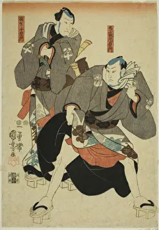 Facial Expressions Prints: Actors as Hotei Ichiemon and Gokuin Chiemon, c. 1847 / 52. Creator: Utagawa Kuniyoshi