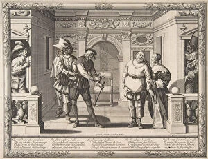 Images Dated 17th March 2020: Actors at the Hotel de Bourgogne, ca. 1633-34. Creator: Abraham Bosse