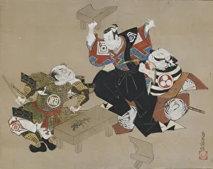 Nidaime Ichikawa Danjuro Prints: The Actors Ichikawa Danjuro II as Soga no Goro and Ogawa Zengoro as Kudo Suketsune, ca