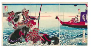 Kunichika Toyohara Prints: Actors Ichikawa Danjuro IX as Nasu no Yoichi Munetaka and Nakamura Fukusuke IV as
