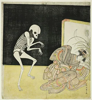 Ichikawa Hakuen I Prints: The actors Ichikawa Danjuro V as a skeleton