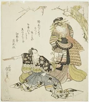 Casque Gallery: The actors Ichikawa Danjuro VII as Kajiwara Genta Kagesue and Ichikawa Monnosuke III as... 1821
