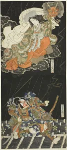 Sansho Vii Prints: The actors Ichikawa Danjuro VII as Watanabe no Tsuna and Segawa Kikunojo V as the female