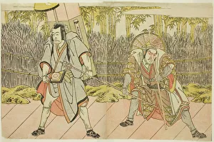 Double Page Prints: The Actors Ichikawa Danzo IV as Arakawa Taro Takesada Disguised as the Palanquin Bearer