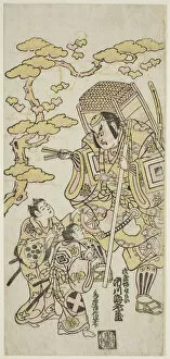 Carrying On Back Collection: The Actors Ichikawa Ebizo II as Musashibo Benkei, Sakata Shintaro (?) as Soga no Goro, and... 1744