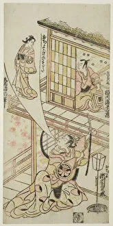 Torii School Gallery: The Actors Ichikawa Ebizo II as Mushanosuke, Segawa Kikunojo I as Ochiyo, and Matsushima K... 1744