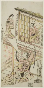 Torii School Gallery: The Actors Ichikawa Ebizo II as Mushanosuke, Segawa Kikunojo I as Ochiyo, and Matsushima K... 1744