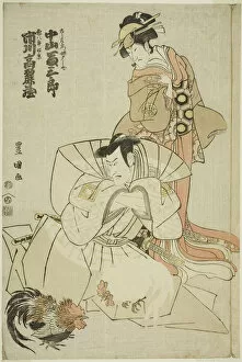Rooster Gallery: The actors Ichikawa Komazo III as Akuhachiro Tokikage and Nakayama Tomisaburo I as Yushide... 1798