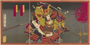 Casque Gallery: The actors Ichikawa Sadanji I as Imagawa Yoshimoto and Onoe Kikugoro V as Mori Shinsuke