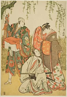 The Actors Ichikawa Yaozo III as Shiragiku, Ichikawa Danjuro V as the puppeteer Dekurokube... 1785