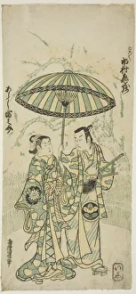 Torii School Gallery: The Actors Ichimura Kamezo I as Kanto Koroku and Arashi Tominosuke I as Hayasaki in the pl... 1748