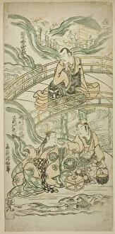 Three People Gallery: The Actors Matsumoto Koshiro II as Kumasaka Chohan, Ichimura Kamezo I as Ise no Saburo, an... 1749