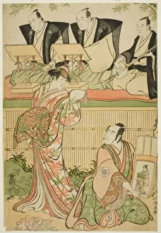 The Actors Matsumoto Koshiro IV as Ukita Sakingo and Sawamura Sojuro III as the ghost of t... 1788