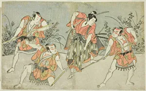 Adolescent Prints: The Actors Nakamura Kashiwagi as a Wakashu (second from right)