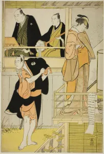 Kiyonaga Torii Prints: The Actors Nakamura Riko I as Tanbaya Otsuma and Ichikawa Yaozo III as Furuteya Hachirobei