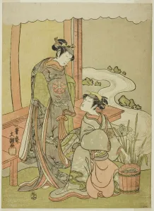Engawa Prints: The Actors Nakamura Tomijuro I as Enju Disguised as the Shirbyoshi Gio (right), and... c