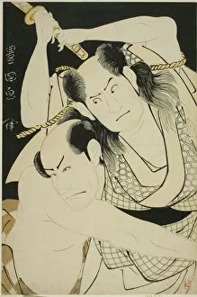 The actors Sawamura Sojuro II as Satsuma Gengobei and Arashi Ryuzo II as Mawashi-otoko... c. 1795