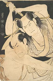 Images Dated 21st October 2020: The Actors Sawamura Sojuro III holding Sword Aloft, and Arashi Shichigoro III as Fight