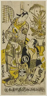 The Actors Segawa Kikujiro I as Oshichi and Sanjo Kantaro II as Kichisaburo in the play 'S... 1732