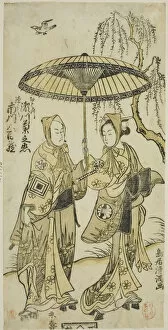 Lover Gallery: The Actors Segawa Kikunojo II as Ohatsu and Ichikawa Yaozo II as her lover Tokubei in the ..., 1767