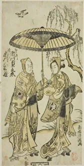 The Actors Segawa Kikunojo II as Ohatsu and Ichikawa Yaozo II as her lover Tokubei in the... 1767. Creator: Torii Kiyomitsu