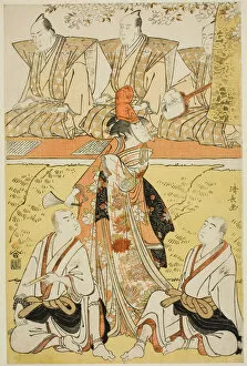 The Actors Segawa Kikunojo III as Koito, Sawamura Sojuro III as the monk Sainenbo, and Ich... 1783