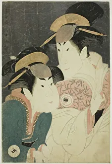 The actors Segawa Tomisaburo II (R) as Yadorigi, wife of Ogishi Kurando, and Nakamura... 1794. Creator: Toshusai Sharaku